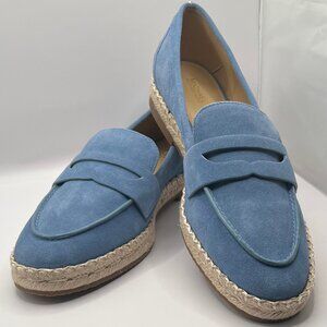 Michael Kors French Blue Lennon Slip On Loafer Shoes Espadrille Trim Flats 10M